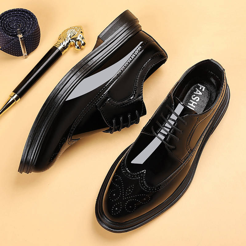 Patent Leather Oxford - Мужские лакированные туфли-броги на шнуровке, формальные
