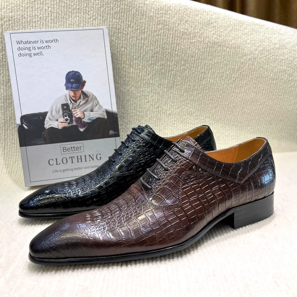 Men Formal Wear Wedding - Роскошные итальянские мужские туфли-оксфорды с острым