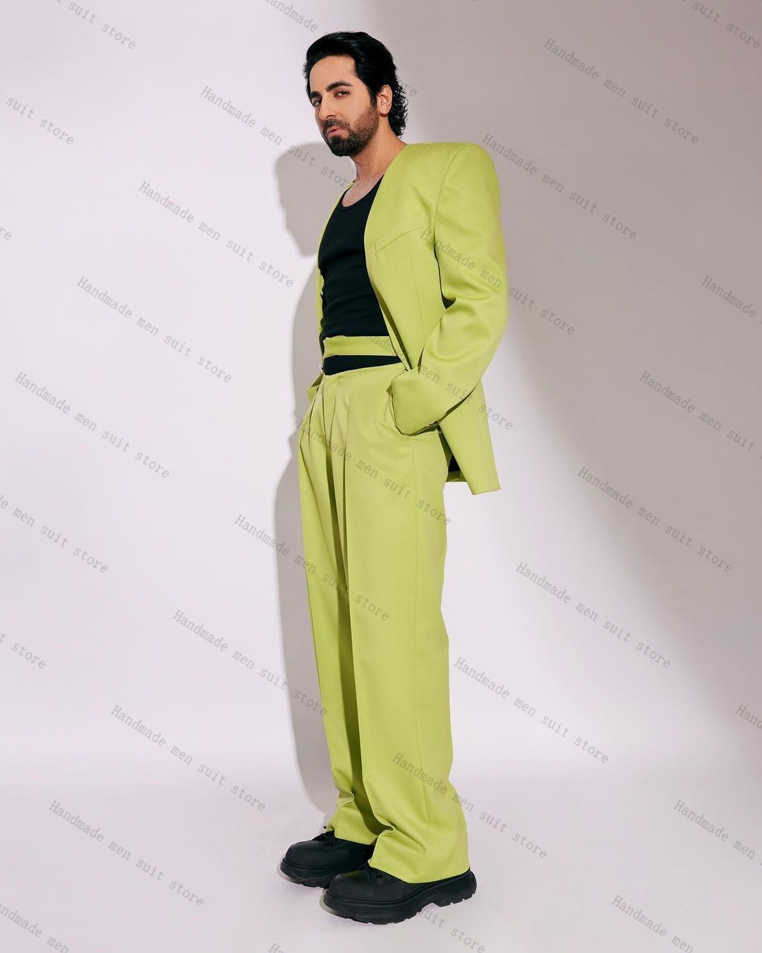 Men'S Formal Wear For Wedding Guest - Модный зеленый мужской костюм, комплект из