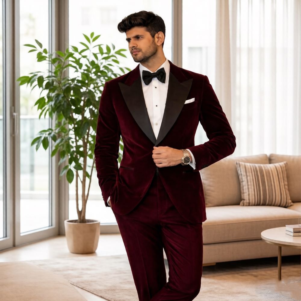 Men Formal Wear Fashion - Мужские бархатные костюмы Slim Fit из