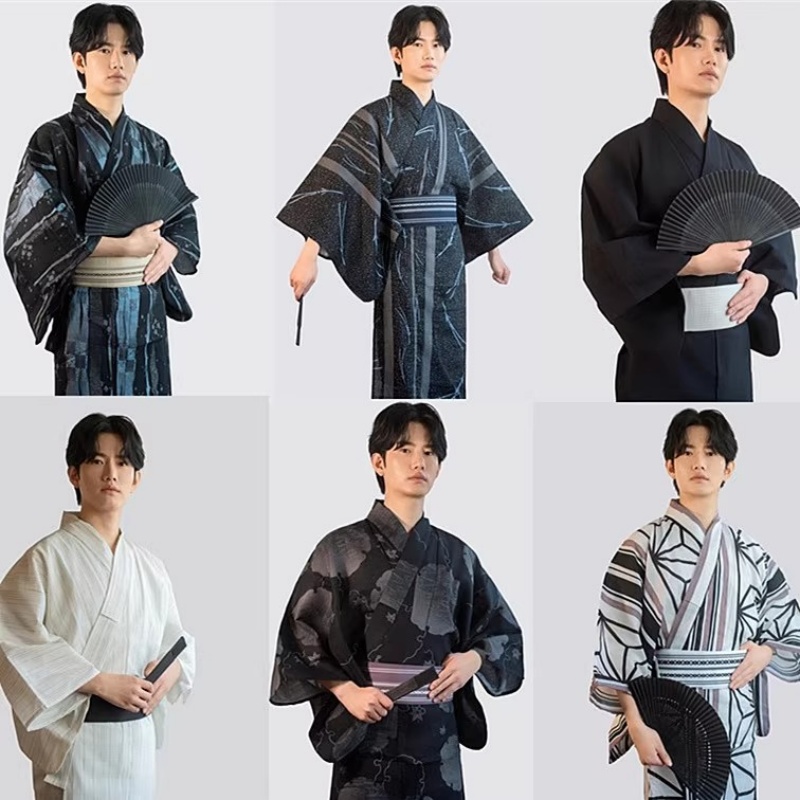 Traditional Japanese Men'S Formal Wear - Мужское традиционное японское кимоно с поясом,
