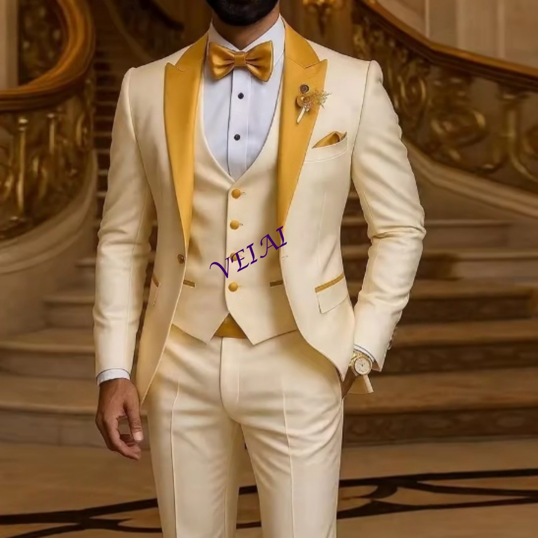 Men Formal Wear Wedding - Мужской костюм цвета слоновой кости по