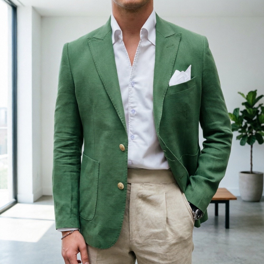 Men'S Semi Formal Office Wear - Льняной костюм для мужчин в цвете