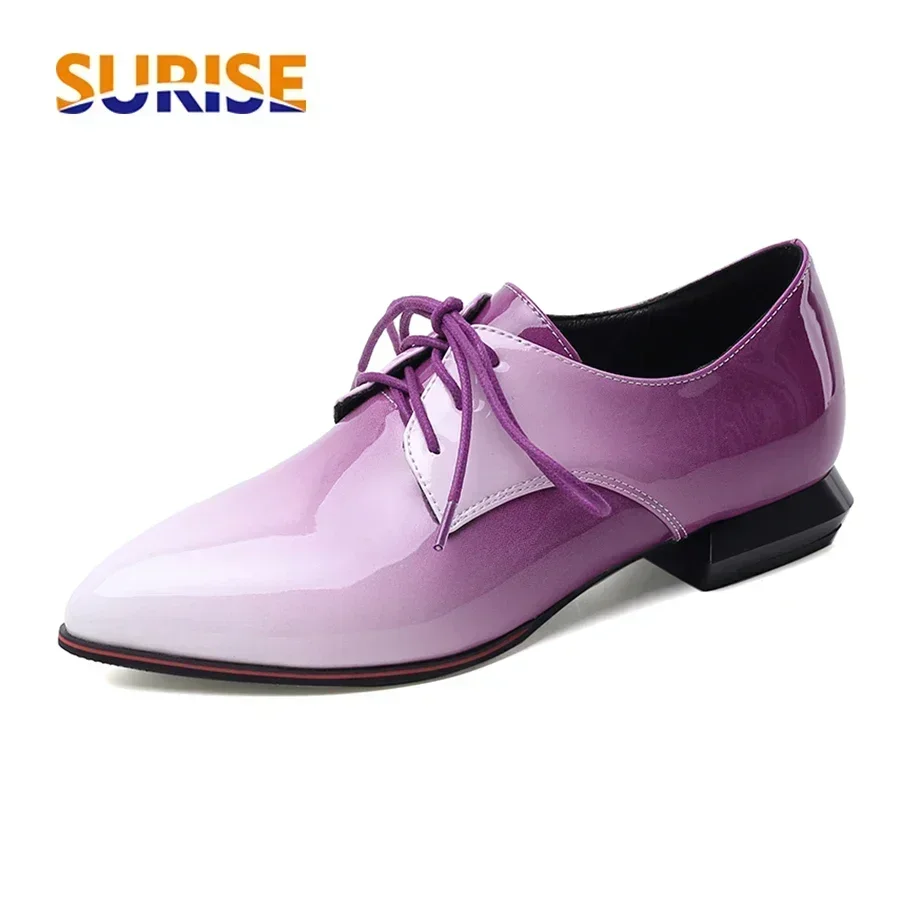 Patent Leather Oxford - Британские женские оксфорды с градиентом, красные,