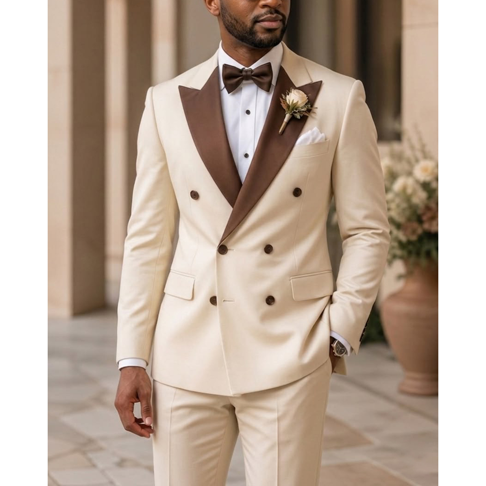 Men Formal Wear Fashion - Мужской двубортный смокинг с острыми лацканами,