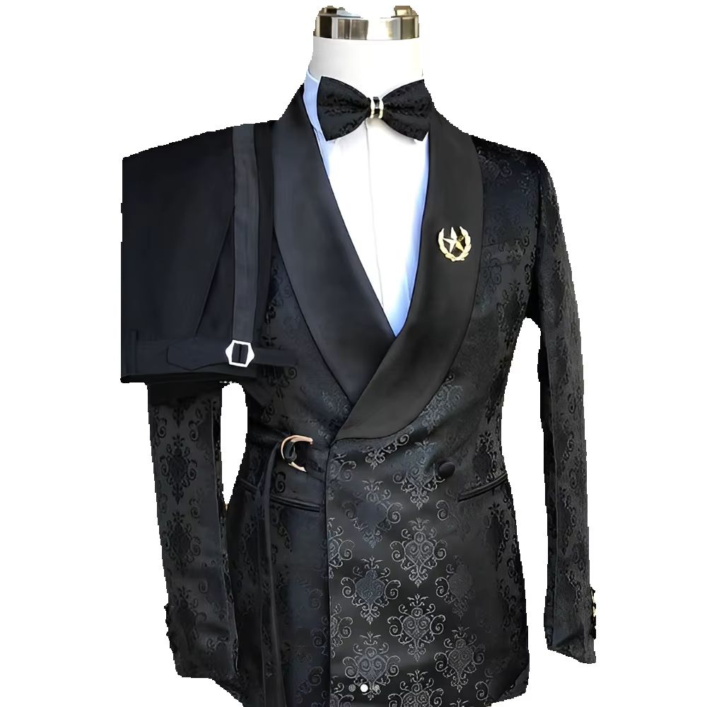 Мужской костюм с черным узором – обзор и цена Men Formal Wear Wedding