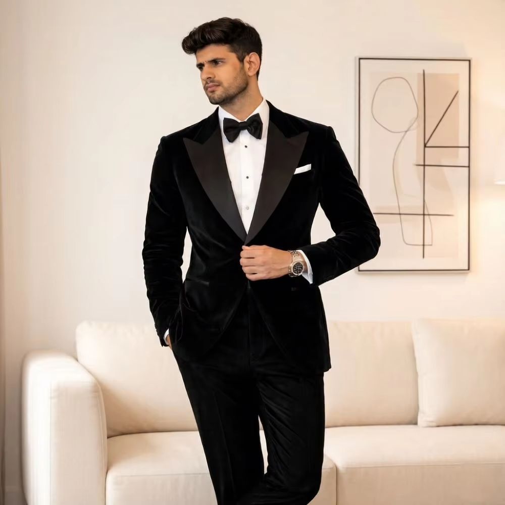 Мужские бархатные костюмы Slim – обзор и цена Men Formal Wear Fashion