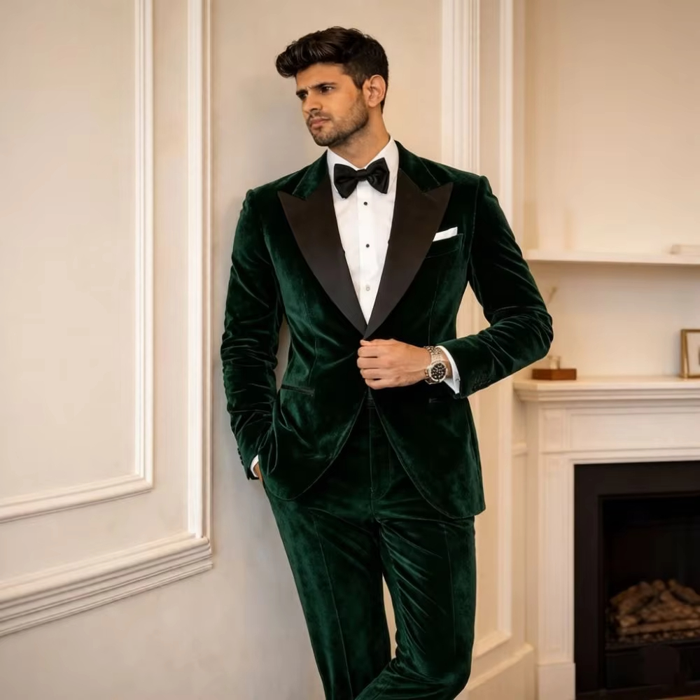 Мужские бархатные костюмы Slim – обзор и цена Men Formal Wear Fashion