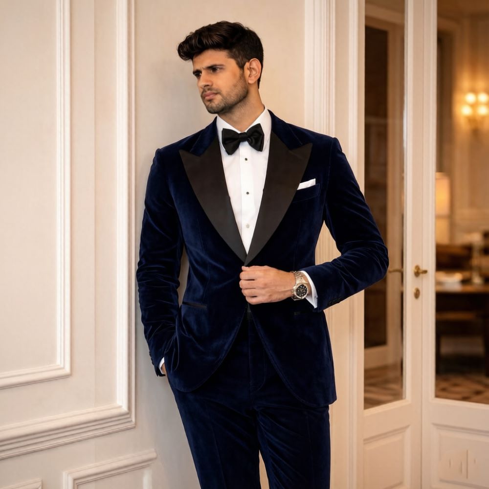 Мужские бархатные костюмы Slim – обзор и цена Men Formal Wear Fashion