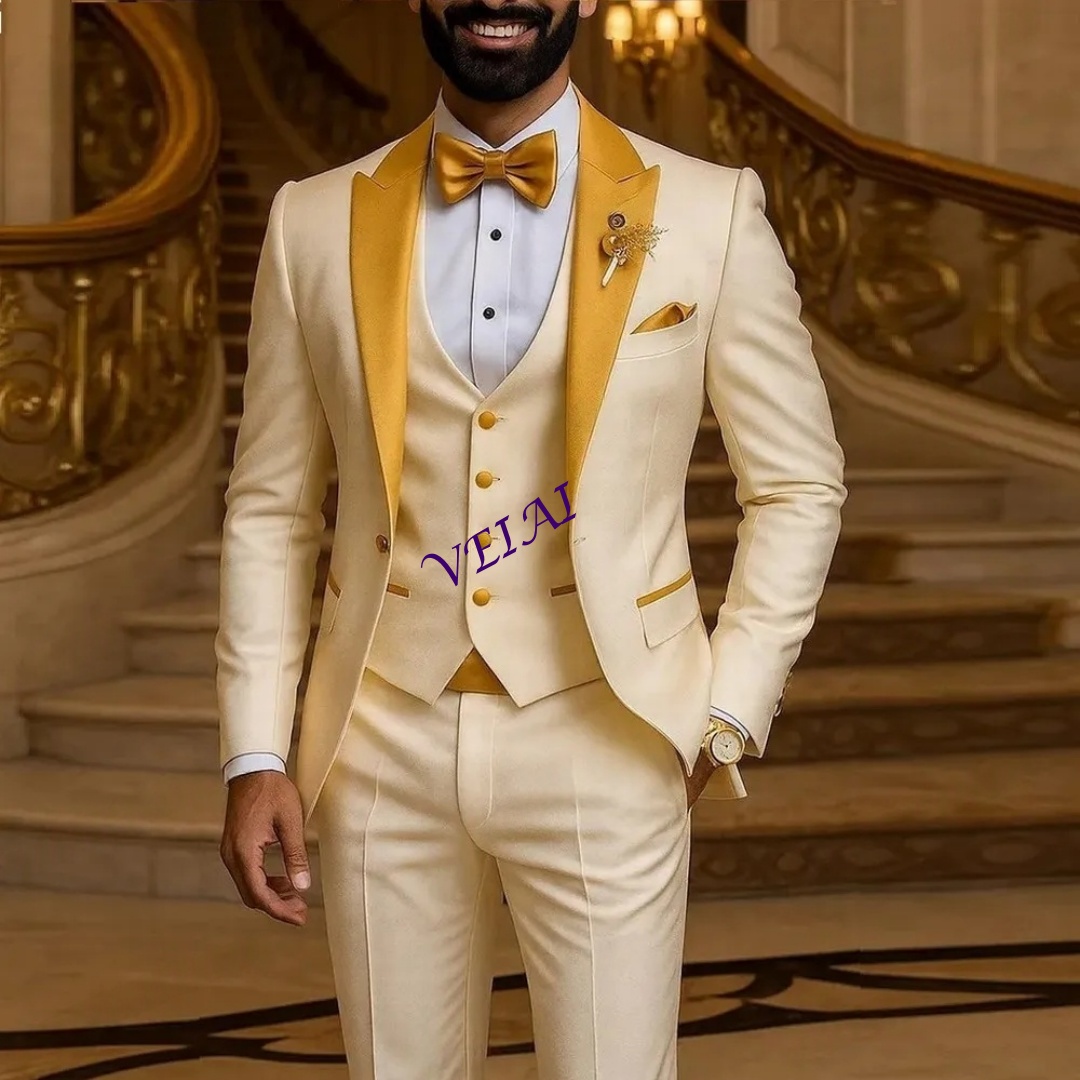 Мужской костюм цвета слоновой  – обзор и цена Men Formal Wear Wedding